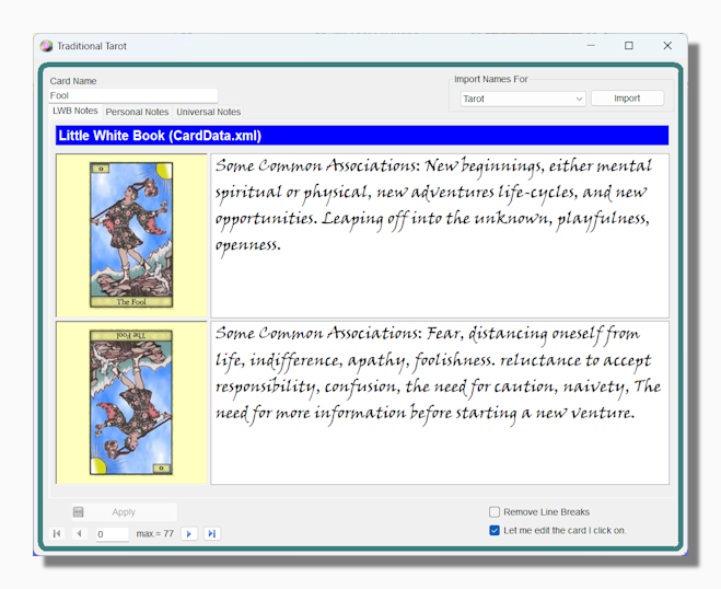 Edit Card Notes Tool